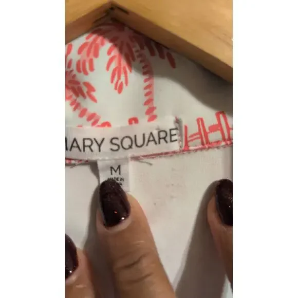 Mary Square Sleeveless Collared Dress/Top Pink & White Size M - Picture 4 of 5